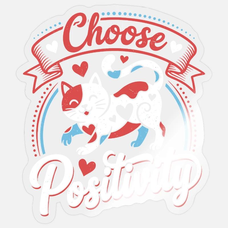 Choose Positivity Cat - Sticker Größe S (10 x 10 cm) - Transparent glänzend