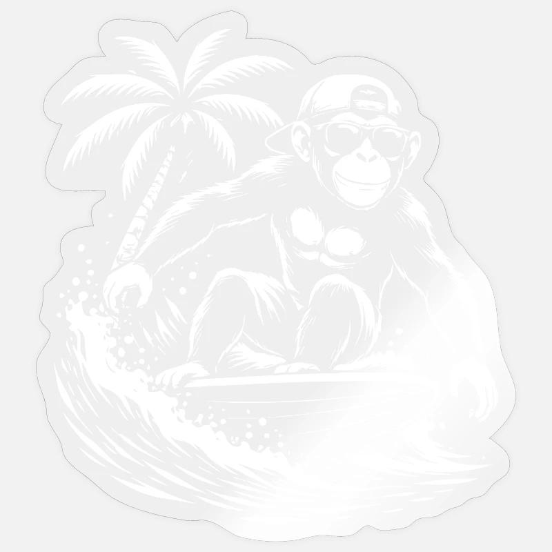 Surfing Monkey Beach Vibe - Sticker size S (10 x 10 cm) - transparent glossy
