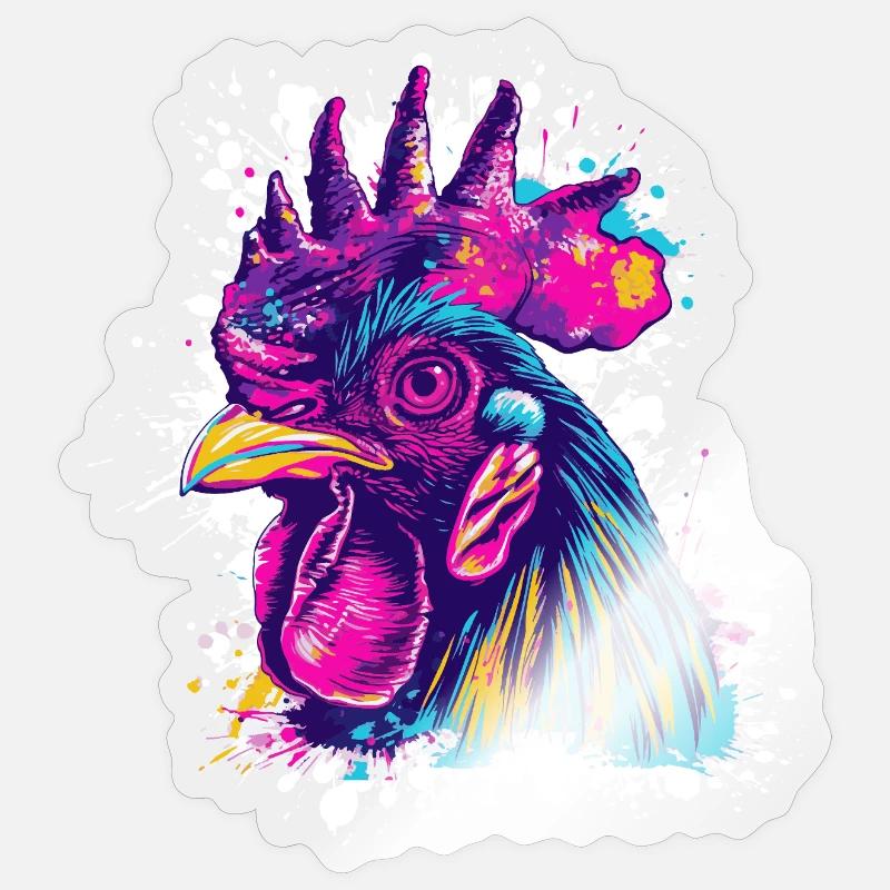 Hahn Kunst Graffiti - Sticker Größe S (10 x 10 cm) - Transparent glänzend