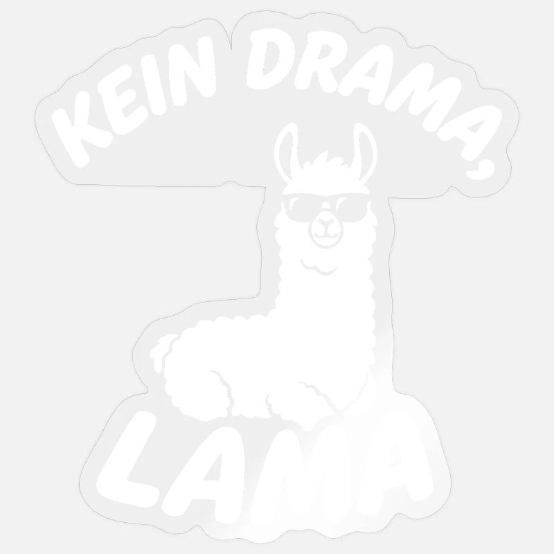 Pas de drame Lama - Sticker taille S (10 x 10 cm) - brillant transparent