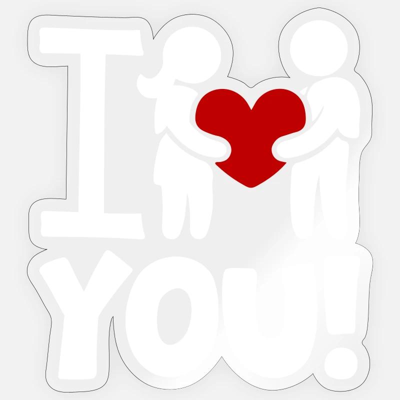 Je t’aime pour la Saint-Valentin - Sticker taille S (10 x 10 cm) - brillant transparent