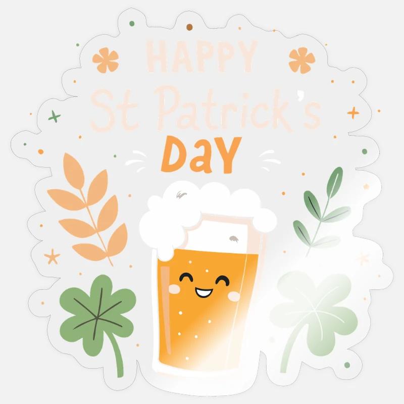 Frohes St. Patrick's Day Bier - Sticker Größe S (10 x 10 cm) - Transparent glänzend
