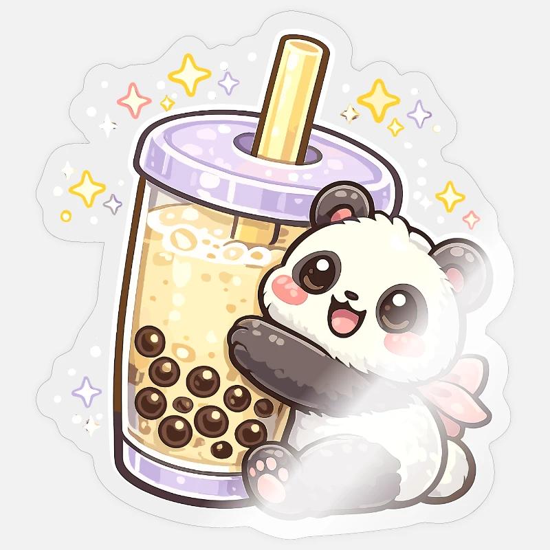 Panda Bubble Tea Cuddle Motif Sticker size S (10 x 10 cm)