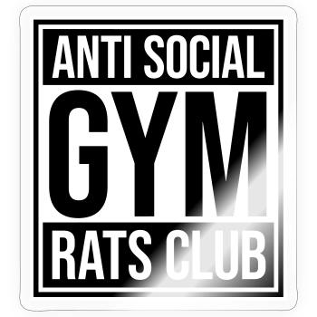 Anti Social Gym Rats Club Lustig Fitness Spruch - Sticker Größe S (10 x 10 cm) - Transparent glänzend - Vorne