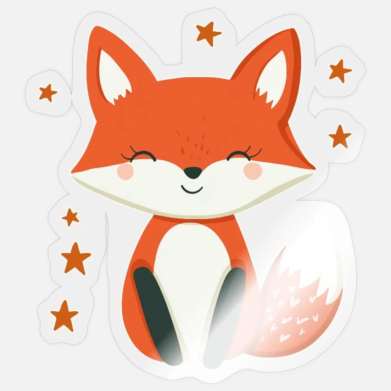 Renard et étoiles Sticker taille S (10 x 10 cm)