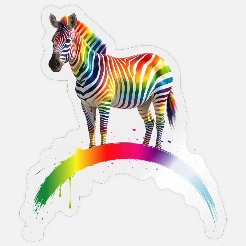 Regenbogen Zebra Farbverlauf Kunst Design Sticker Größe S (10 x 10 cm)