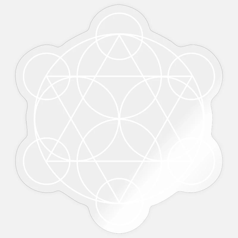 Mandala géométrique du Cube de Metatron - Sticker taille S (10 x 10 cm) - brillant transparent