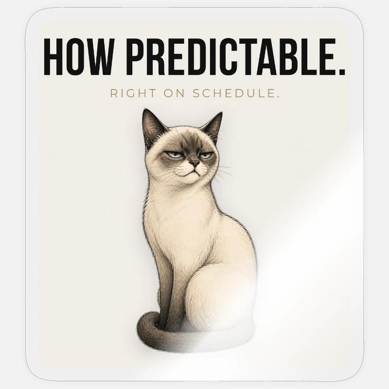 HOW PREDICTABLE Sarcastic Cat Design - Sticker Größe S (10 x 10 cm) - Transparent glänzend