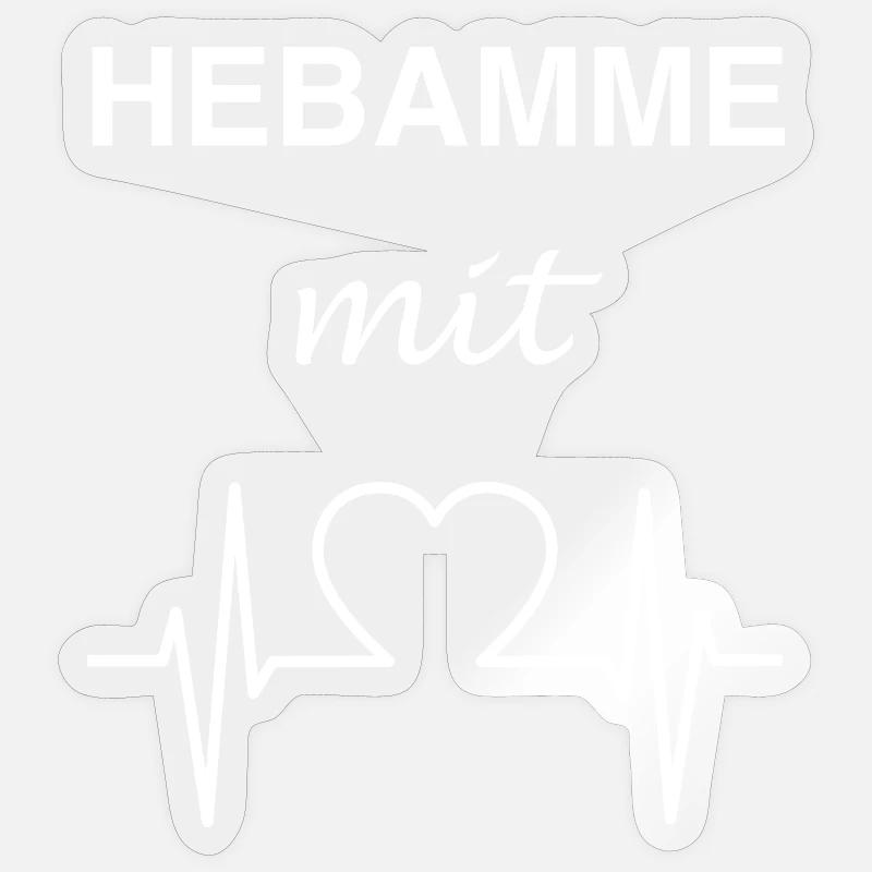 Hebamme mit Herz - Sticker Größe S (10 x 10 cm) - Transparent glänzend