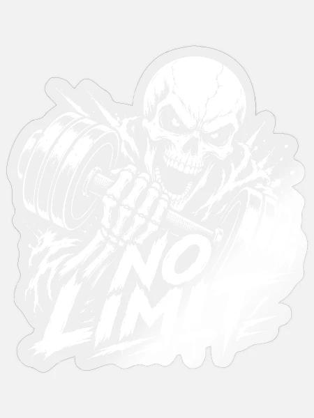 No Limit Skull Gym Bodybuilding - Sticker Größe S (10 x 10 cm) - Transparent glänzend