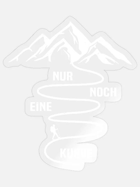 nur noch eine kurve wanderer wandern - Sticker Größe S (10 x 10 cm) - Transparent glänzend