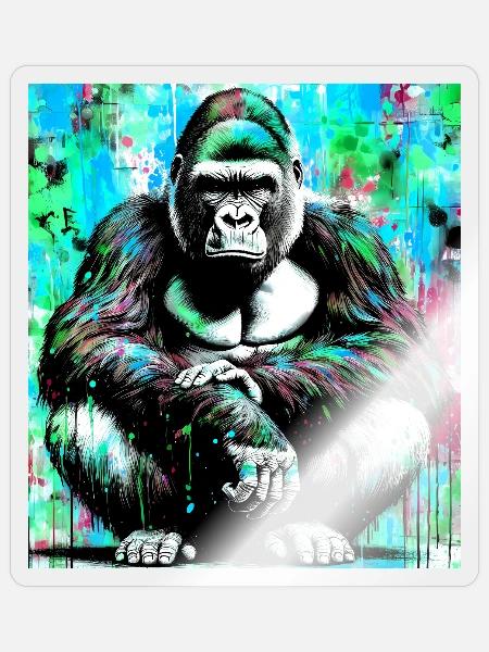 Gorilla - Sticker Größe S (10 x 10 cm) - Transparent glänzend