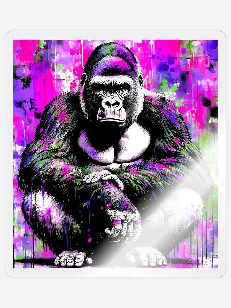 Gorilla - Sticker Größe S (10 x 10 cm) - Transparent glänzend