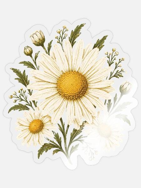 Gänseblümchen Blumenkreis - Sticker Größe S (10 x 10 cm) - Transparent glänzend