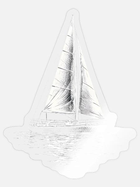 Segelboot Silhouette am Wasser - Sticker Größe S (10 x 10 cm) - Transparent glänzend