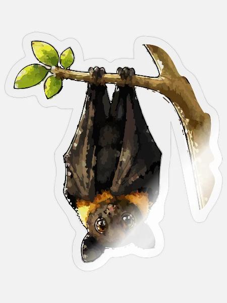 Nachtfledermaus am Ast - Sticker Größe S (10 x 10 cm) - Transparent glänzend