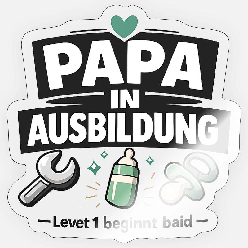 Dad in Training Level 1 - Sticker size S (10 x 10 cm) - transparent glossy