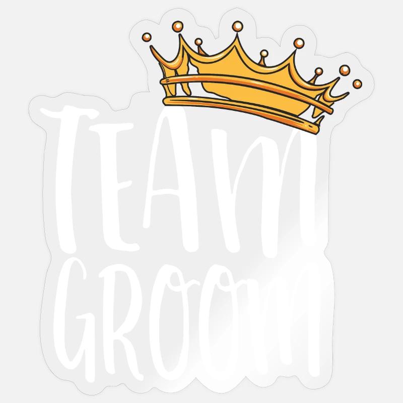 Team-Bräutigamkronen-Design - Sticker Größe S (10 x 10 cm) - Transparent glänzend