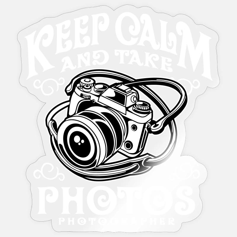 Keep Calm and take photos - Sticker Größe S (10 x 10 cm) - Transparent glänzend