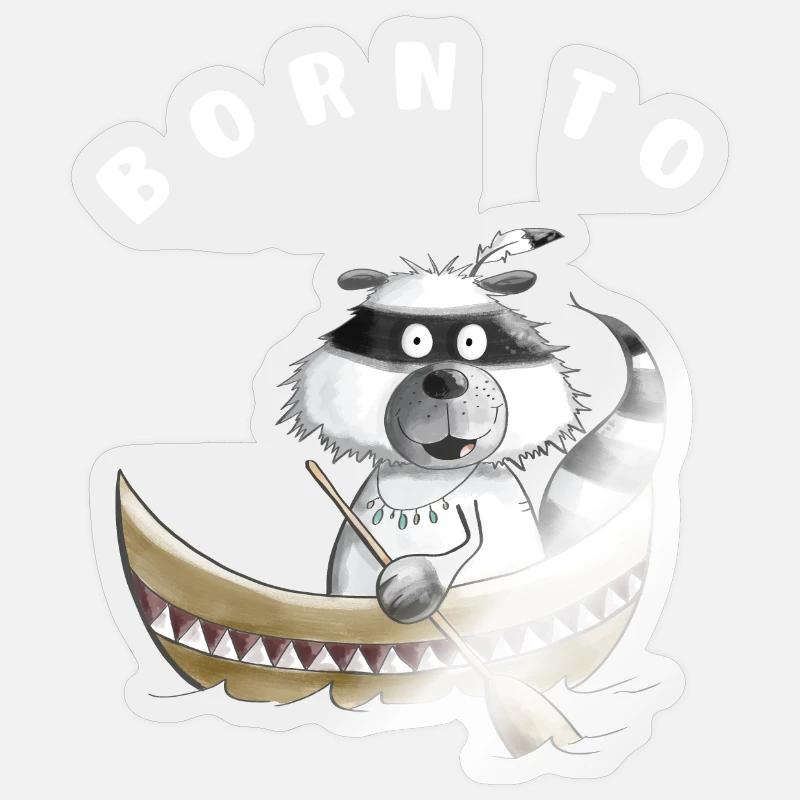 Zum Paddeln oder Rudern Geboren Waschbär Geschenk Sticker Größe S (10 x 10 cm)