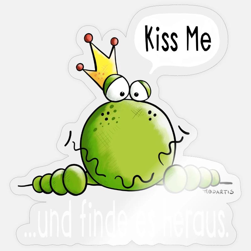 Küss mich oder finde es heraus - Frosch - Geschenk Sticker Größe S (10 x 10 cm)