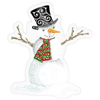 Glücklicher wirbelnder Schneemann - Sticker Größe S (10 x 10 cm) - Transparent glänzend - Vorne