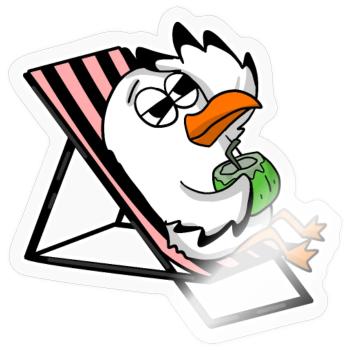 Möwe am Strand - Sticker Größe S (10 x 10 cm) - Transparent glänzend - Vorne