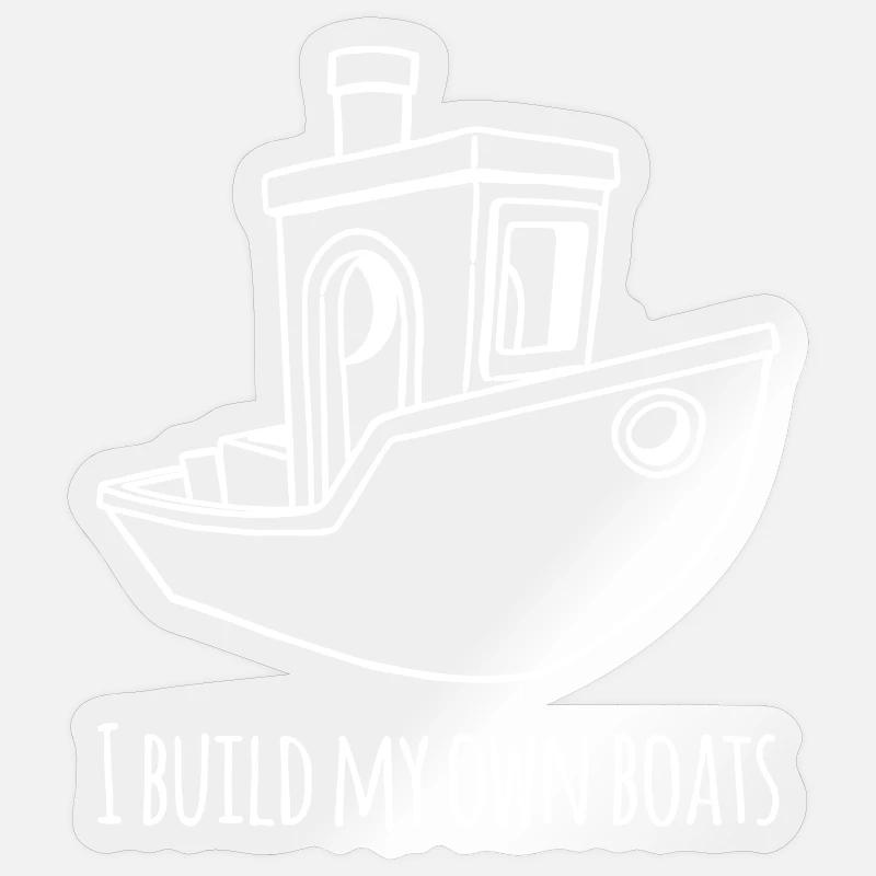 Ich baue meine eigenen Boote - Sticker Größe S (10 x 10 cm) - Transparent glänzend