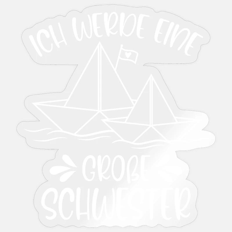 Ich werde eine große Schwester Papierschiff Schiff - Sticker Größe S (10 x 10 cm) - Transparent glänzend