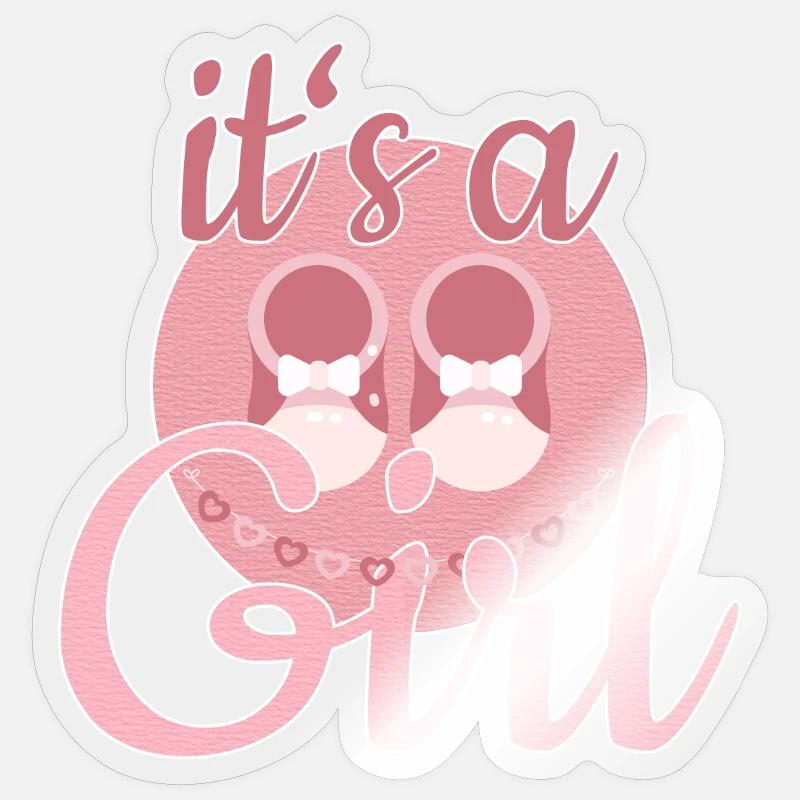 Cadeau Bébé Fille - Sticker taille S (10 x 10 cm) - brillant transparent