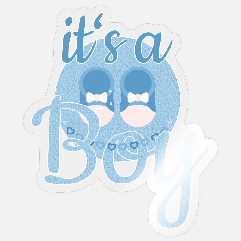 Cadeau Bébé Garçon - Sticker taille S (10 x 10 cm) - brillant transparent