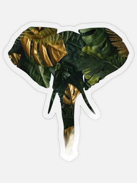 Elefant im Dschungel - Sticker Größe S (10 x 10 cm) - Transparent glänzend