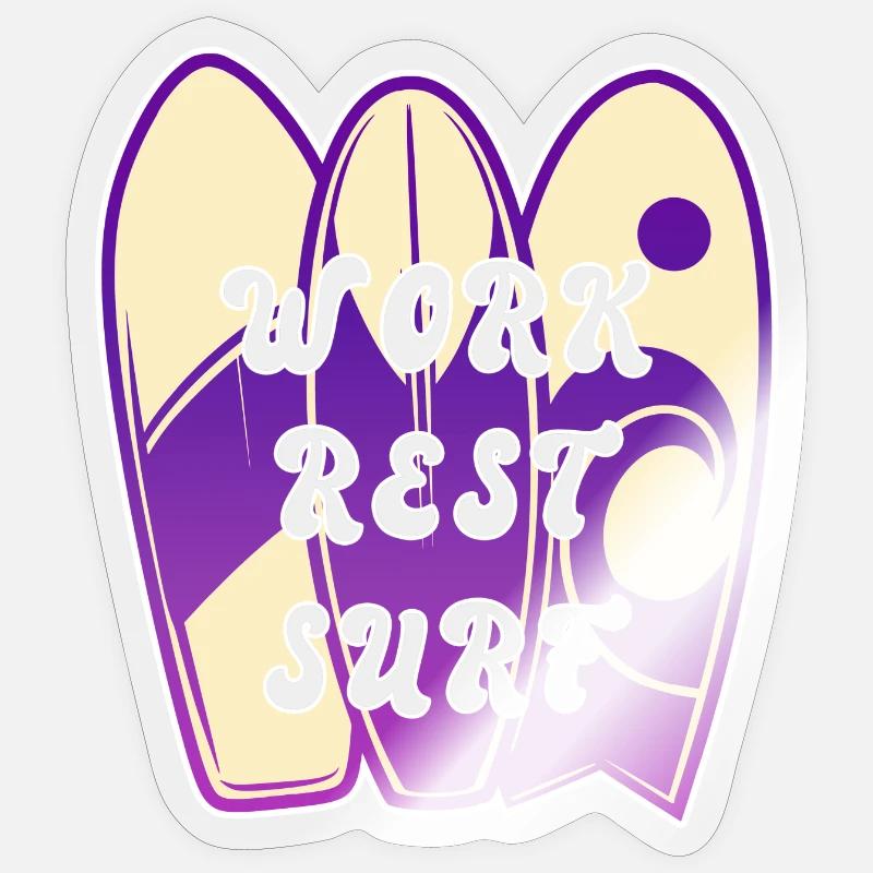 Design de dicton surf - Sticker taille S (10 x 10 cm) - brillant transparent