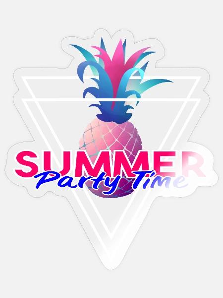 Ananas Summer party Time - Sticker Größe S (10 x 10 cm) - Transparent glänzend