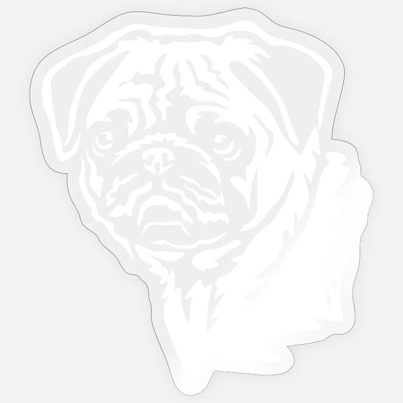Mops Kopf "Black Edition" - Sticker Größe S (10 x 10 cm) - Transparent glänzend