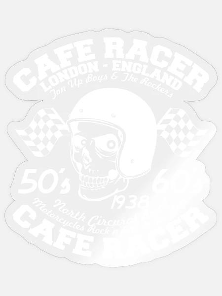 Motorrad Schnittmuster - Cafe Racer - Sticker Größe S (10 x 10 cm) - Transparent glänzend