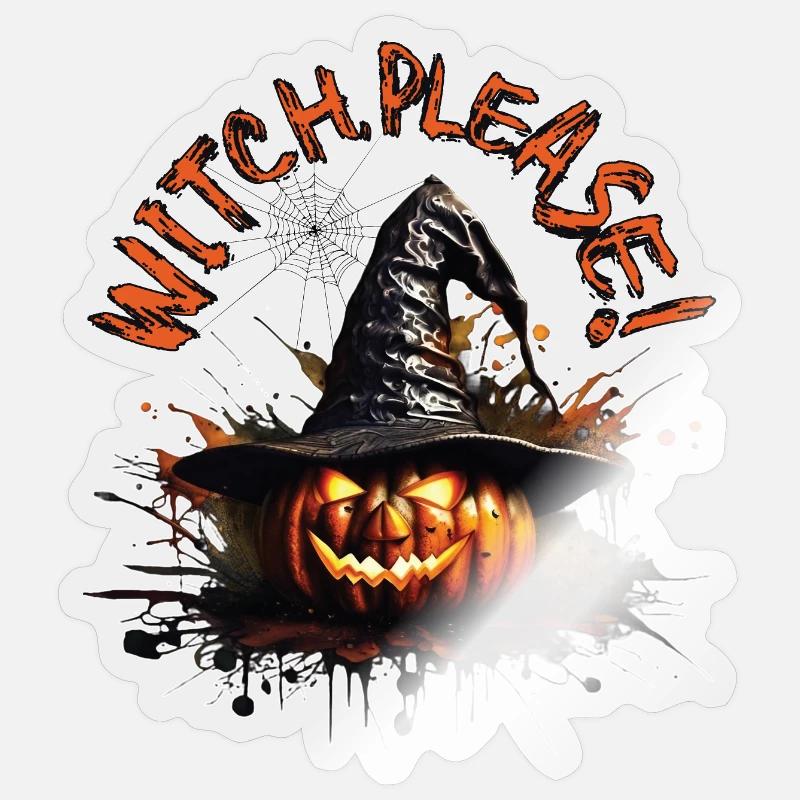 Halloween Pumpkin, Witch, Please! - Sticker size S (10 x 10 cm) - transparent glossy