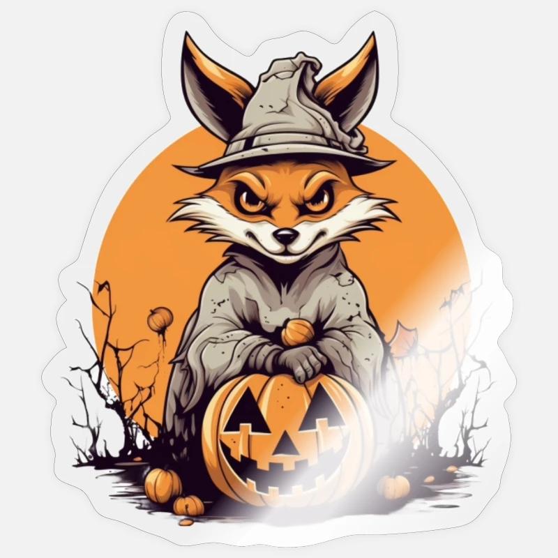 Grim Fox in the Witch's Forest - Sticker size S (10 x 10 cm) - transparent glossy