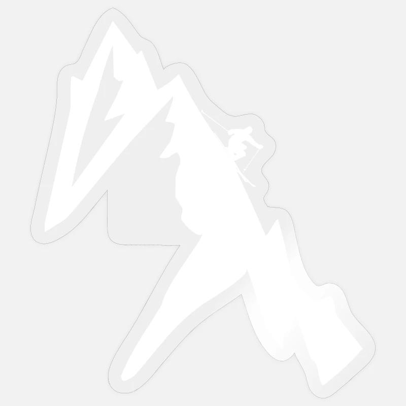 Ski - Sticker taille S (10 x 10 cm) - brillant transparent