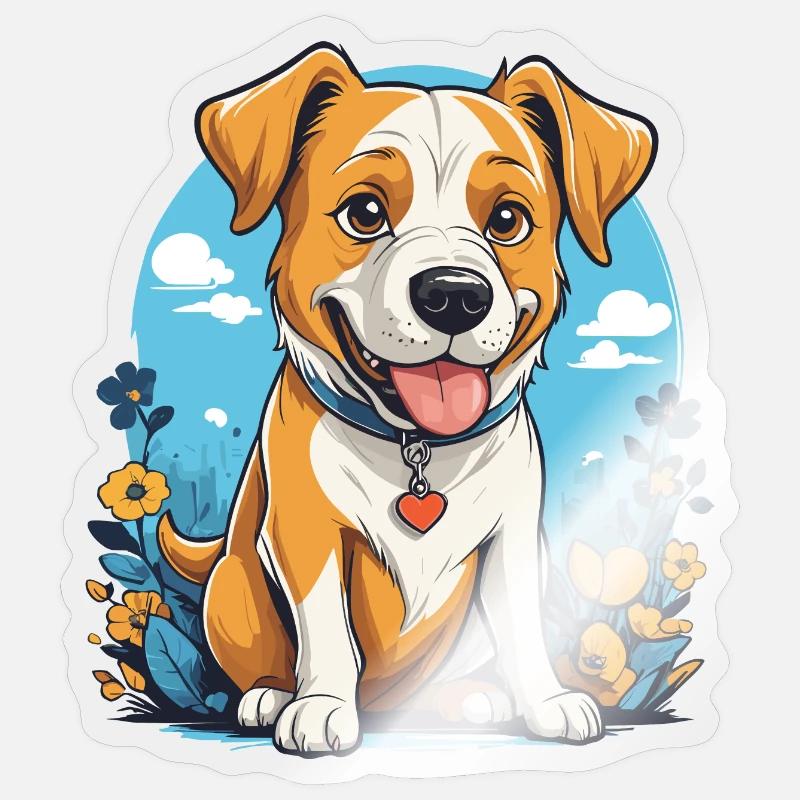 Chien mignon - Sticker taille S (10 x 10 cm) - brillant transparent