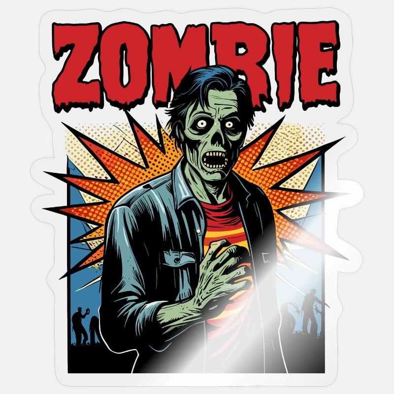 Zombie Comic Art Sticker Größe S (10 x 10 cm)