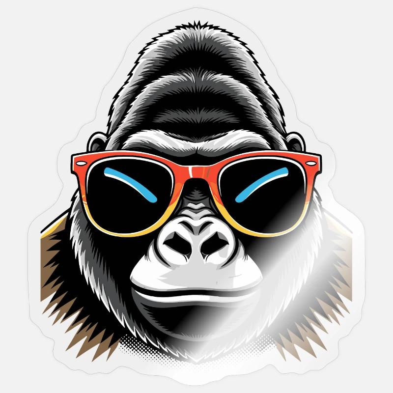 Cooler Gorilla - Sticker Größe S (10 x 10 cm) - Transparent glänzend