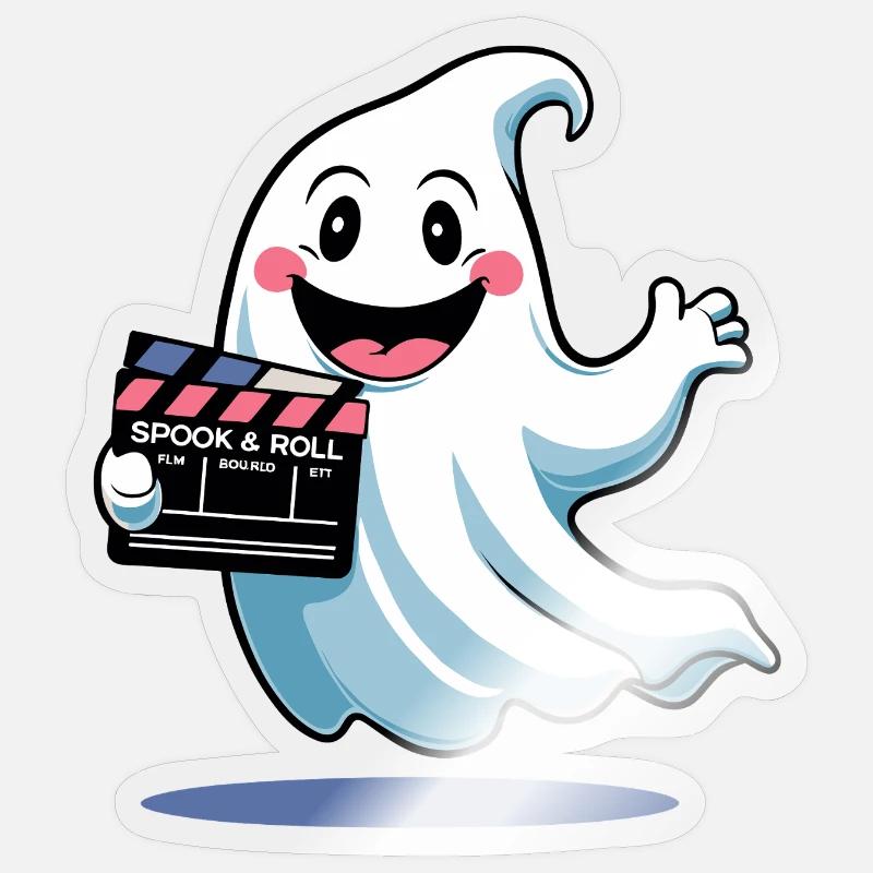 Funny Ghost Design - Spook & Roll Sticker size S (10 x 10 cm)