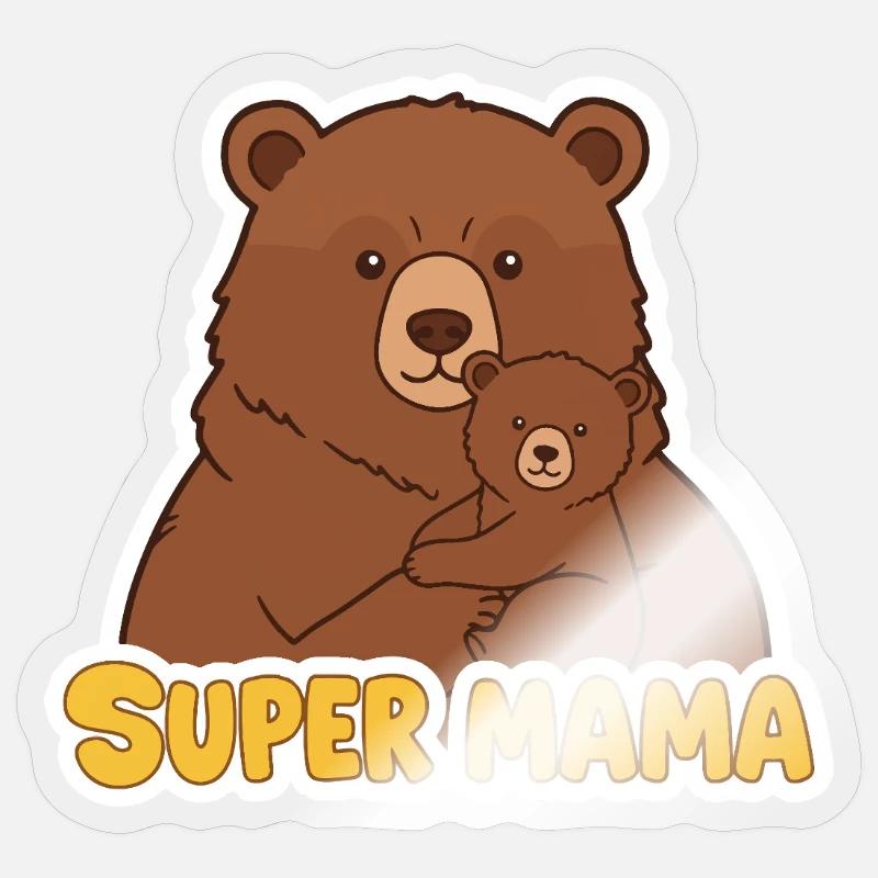 Super Mama Bear - Sticker size S (10 x 10 cm) - transparent glossy