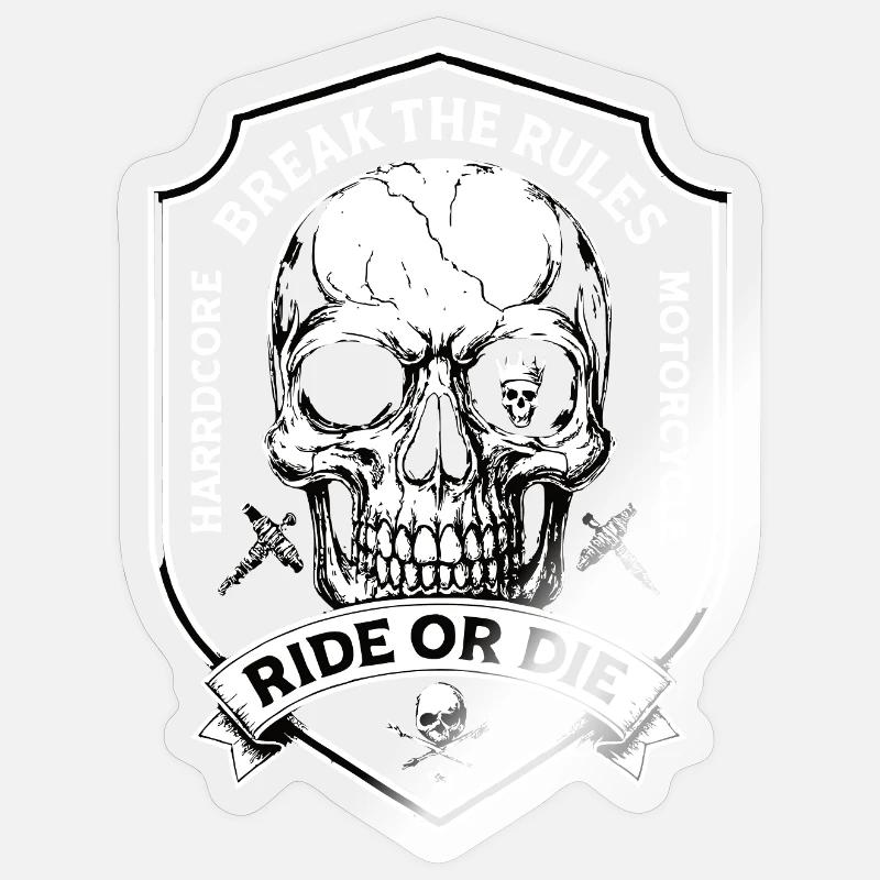 Motorradfahrer Biker Chopper Break The Rules  - Sticker Größe S (10 x 10 cm) - Transparent glänzend