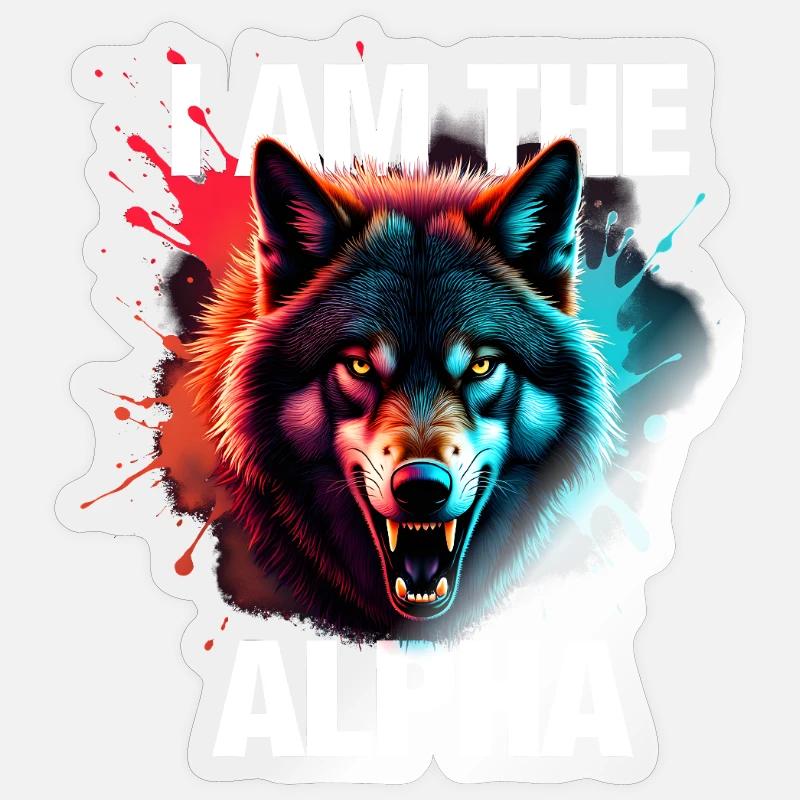 I am the Alpha Wolf - Sticker Größe S (10 x 10 cm) - Transparent glänzend