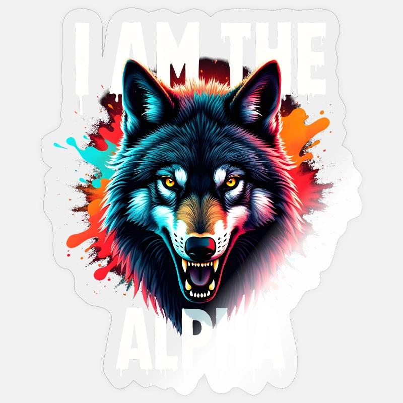 I am the Alpha Wolf - Sticker size S (10 x 10 cm) - transparent glossy