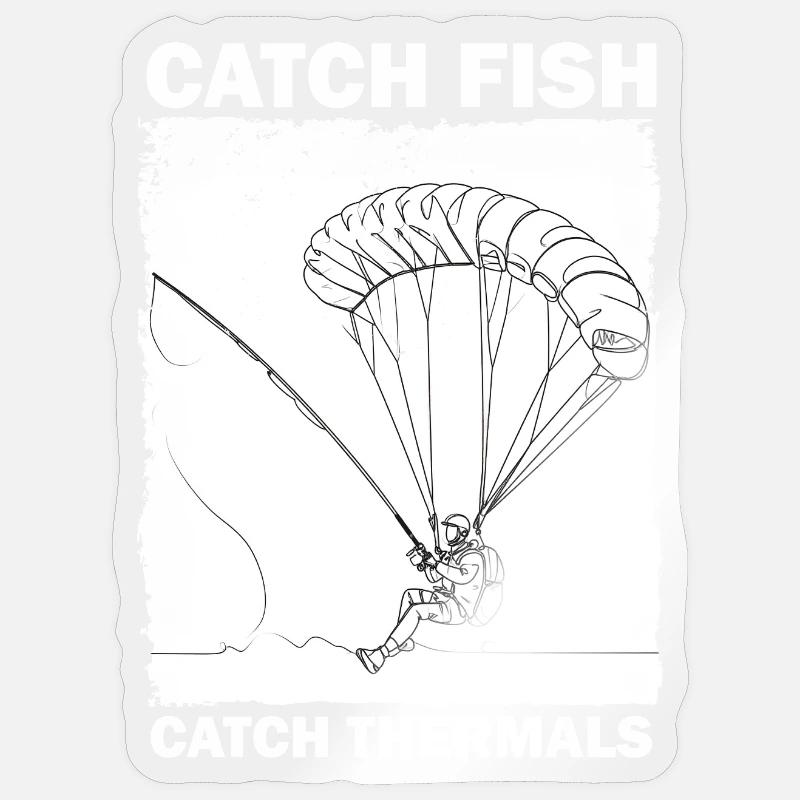 Pêcheur avec parachute - Sticker taille S (10 x 10 cm) - brillant transparent