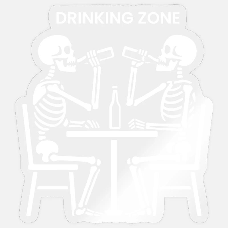 Trinkzone der Skelette - Sticker Größe S (10 x 10 cm) - Transparent glänzend