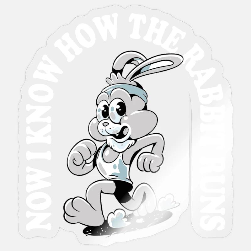 Now I Know How the Rabbit Runs – Denglisch Spruch Sticker size S (10 x 10 cm)